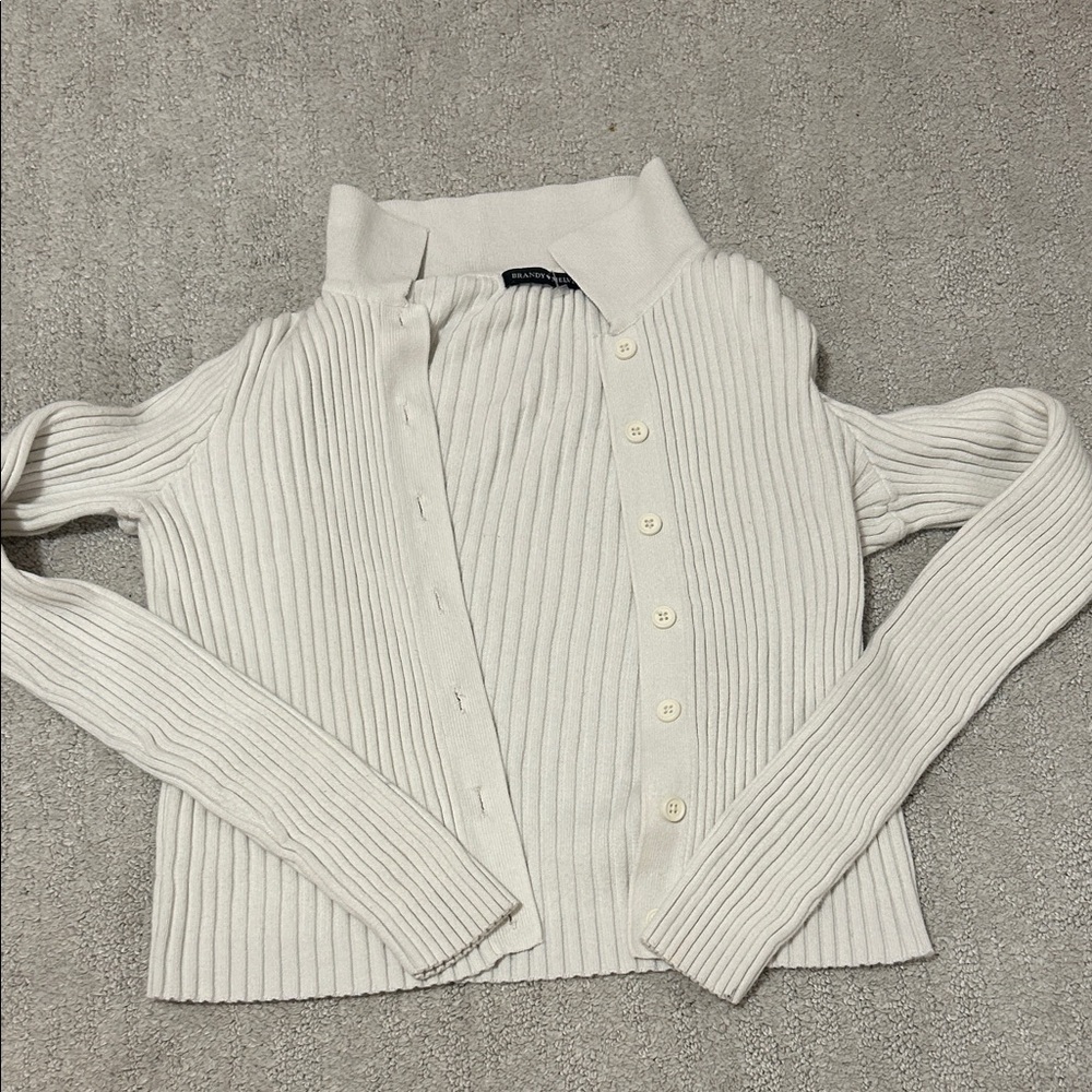 Elegant White Brandy Melville Ribbed Sweater